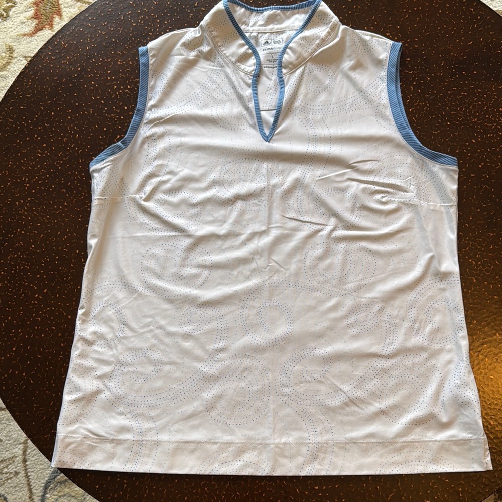 adidas Women's White Tank Top with Blue Accents